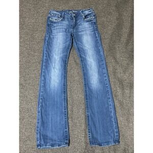 Itz Me Women's 9 Jeans Blue Denim Rhinestone Pocket Bootcut‎